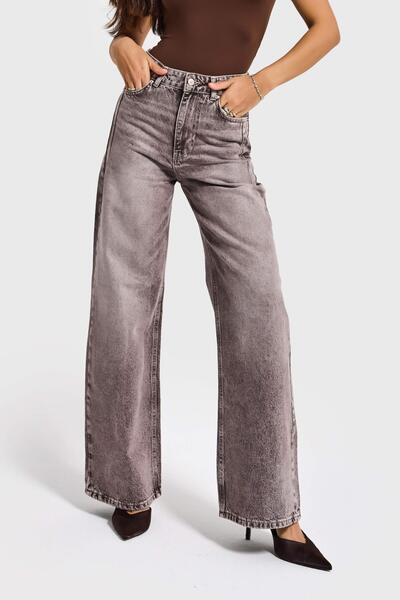 it's basic Women's Stone Denim Color Olea 4S6-173 Wide Leg Fit 100% Koton Den...