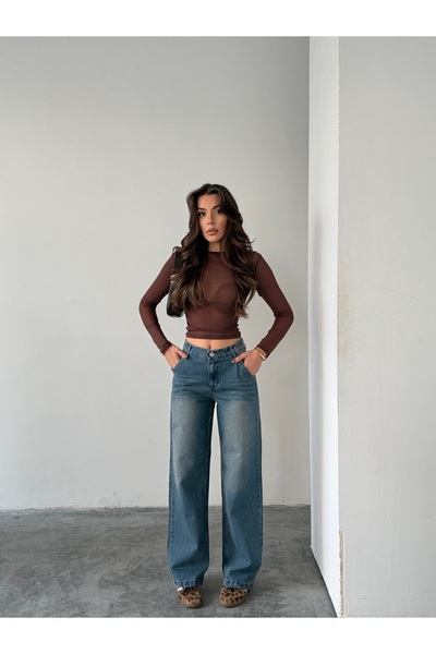 blue marlın Side Pocket Detail, Wide Leg