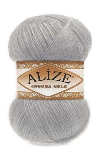 Alize Angora Gold Gray 1 Piece Collar: 21