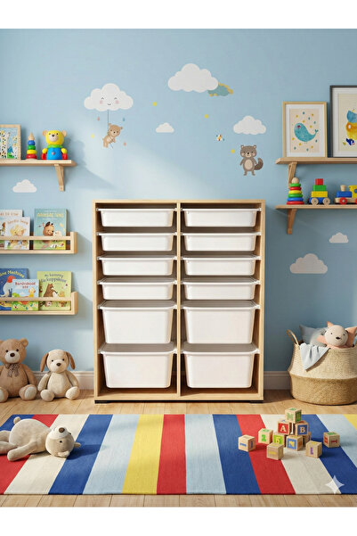 decosense 12 Çekmeceli Çok Amaçlı Oyuncak Dolabı ve Saklama Ünitesi – Çocuk O...
