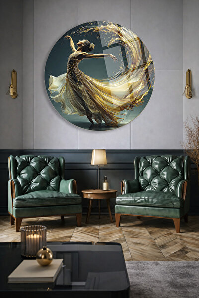 TAULART TABLOR DE STICLA INESPRIMABILĂ CU FIGURĂ DE FEMEI DANCĂRĂ ARTISTICĂ, ...