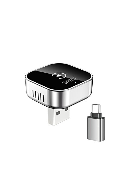 WIWU Wi-CP003 2in1 CarPlay USB Wireless Transmitter Adaptör Gümüş