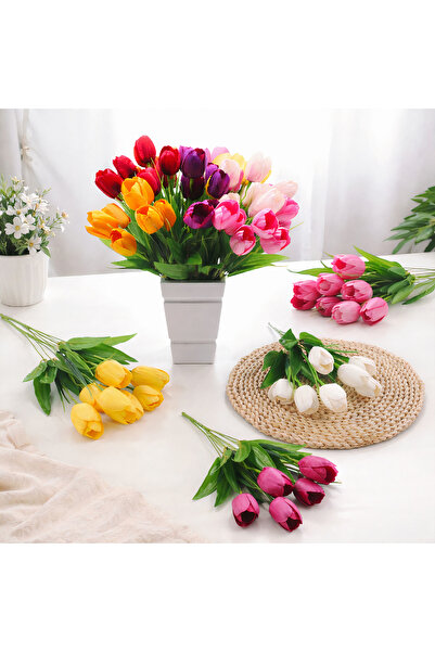 JML1 Lalele artificiale 45cm, tulpină cu 7 flori de culori diferite, en-gros