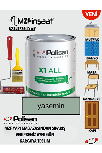 Polisan X1 All Yeni Nesil Dönüşüm Boyası 0.75 lt + 10 cm Mini Rulo + Kestirme...