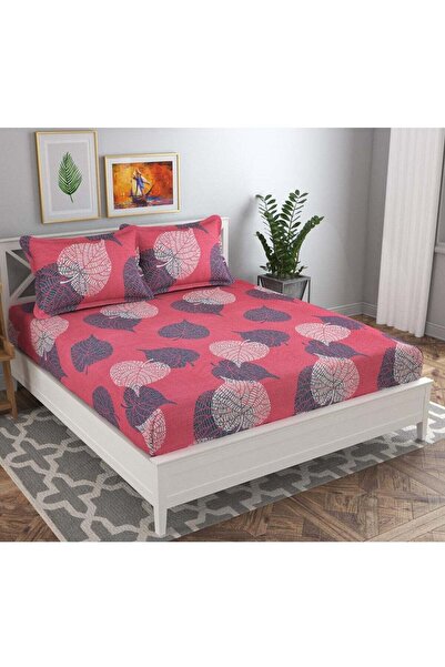 BSB HOME ® Glace Cotton 180 TC Big Flower Printed Single Bedsheets with 1 Kin...