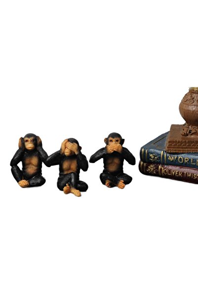 ELSELİFE Görmedim Duymadım Bilmiyorum 3’lü Maymun Biblo Seti | Dekoratif Reçi...