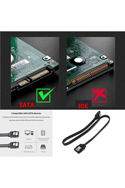 VOREX SATA 3.0 Data Kablosu 40 cm – 6Gb/s HDD ve 2.5" SATA SSD Bağlantı Kablosu (1 Adet)