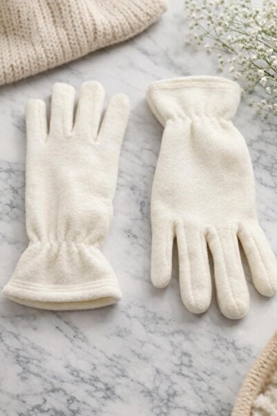 sporthome Kadın Ekru Kışlık Termal Polar Eldiven Kaliteli Soğuya Dayanıklı