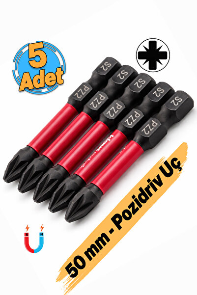 Badem10 İmpact Bits Uç 50 mm PZ2 Tayvan Çeliği Mıknatıslı Pozidriv Manyetik 1...
