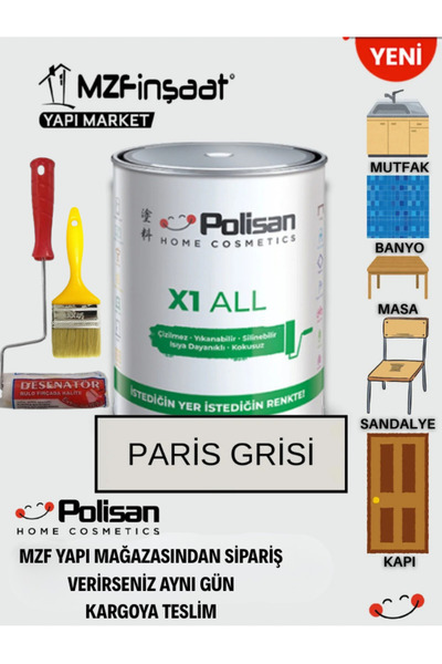 Polisan X1 All Yeni Nesil Dönüşüm Boyası 0.75 lt + 10 cm Mini Rulo + Kestirme...