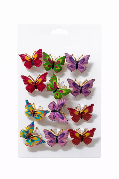 OEM Set de 12 broșe cu fluturi de primăvară colorați 15x9cm