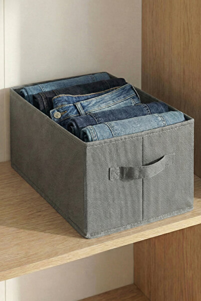 PH Prendi Home Füme 2'li Tela Dolap İçi Düzenleyici Kutu Organizer 45x25x20 cm Kazak Havlu Saklama Hurcu
