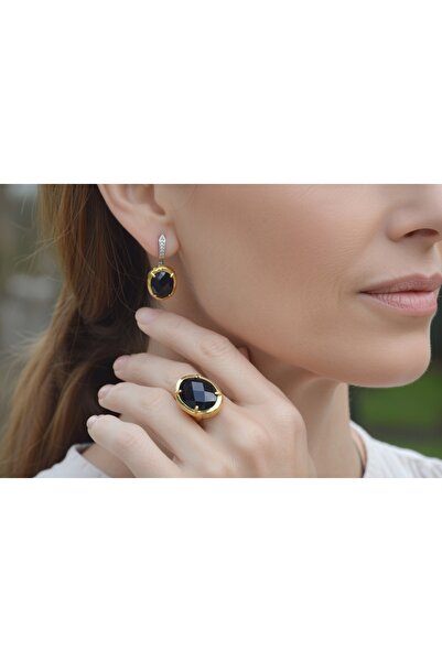 HitDukkan Otantik Tasarım Damla Kesim Taşlı Gümüş Bronz El Yapımı Yüzük ve Kü...