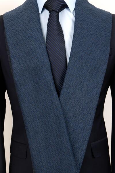 Esgue Kaşkol pentru bărbaţi cu model în V, negru, albastru - eșarfă modernă c...