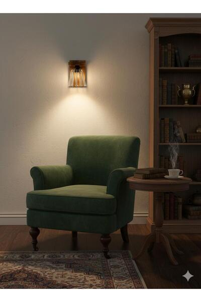 BİAVİZE Crystal Stone Burning Wood Wall Sconce