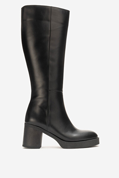 Dericlub Women's Platform Thick Heel Boots Real Leather Rgn10 Black