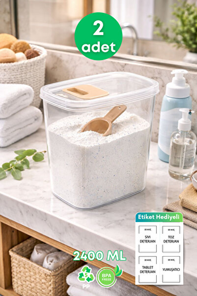 grimorlife 2 Pcs Slider Lid Storage Liquid Powder Detergent Food Storage Box-...