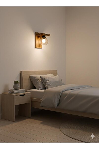 BİAVİZE Top Transparent Glass Burning Wood Wall Sconce