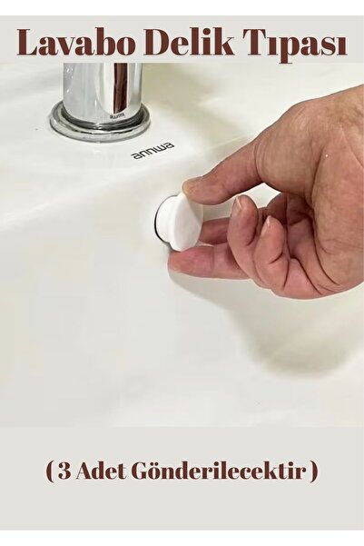 TATA CRAFT Lavabo Delik Tıpası 3 Adet Beyaz Silikon Sızdırmazlık Modern Tasarım