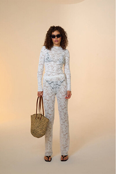 Mozto Peggy Dantelli Uzun Kollu Top