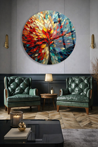 TAULART Tree of Life Themed Colorful Unbreakable Glass Painting Ultra Vivid C...