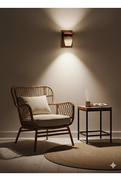 BİAVİZE Bej Wicked Wooden Wall Sconce