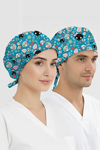 ÇİZGİ MEDİKAL Karnaval Desenli Bone (Cotton Likra Kumaş)