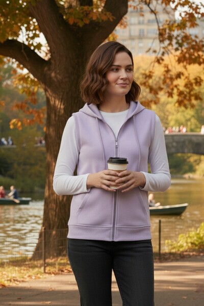 Miss Dünya Lissa Women's Zero Sleeve Hooded Cardigan and Long Sleeve T-Shirt Set