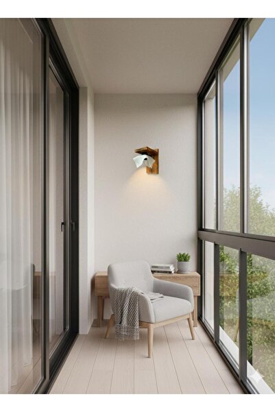 BİAVİZE White Wave Glass Burning Wood Wall Sconce