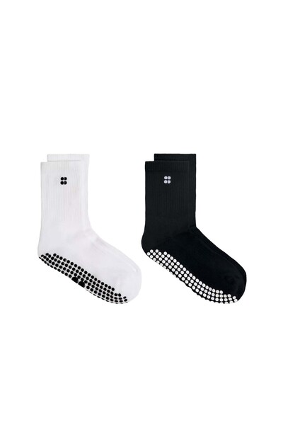 Sweaty Betty جوارب Pilates Crew Gripper 2 Pa للسيدات باللون الأسود جوارب نسائ...