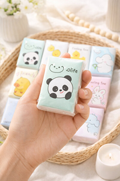 DİVAYS Mini Karakterli Cep Mendili Seti – Renkli Desenli, Yumuşak Dokulu, Tek...