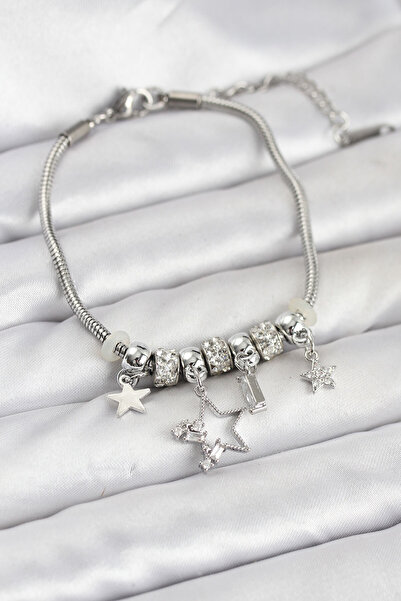 callerrons accessories Silver Color Brass Star Model Charm Women's Bracelet -...