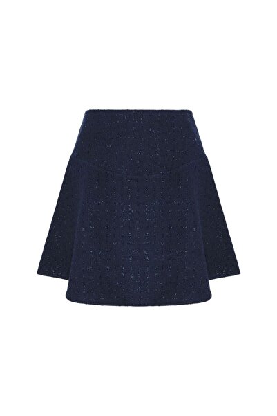 laulei Tweed Mini Skirt Navy Blue