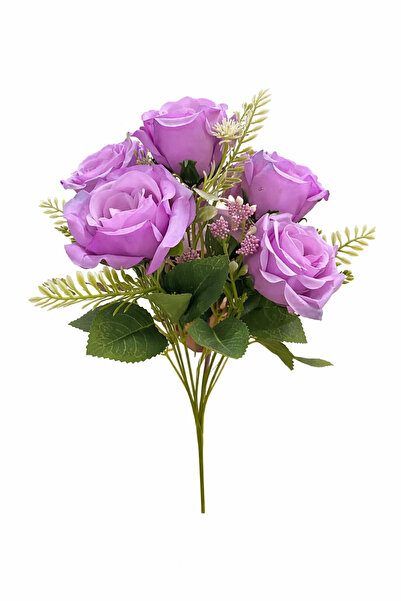 OEM Bouquet of 5 artificial lilac roses with leaves and decorative buds 30cm