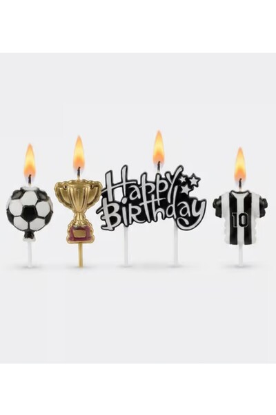 aşkın concept SİYAH BEYAZ FUTBOL TOPLU FORMALI HAPPY BİRTHDAY 4 LÜ MUM SETİ