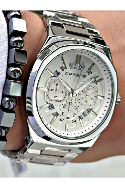 Chaperone Gümüş Renk Fonksiyonlu Orjinal 3 ATM Su Geçirmez Garantili Erkek Ko...