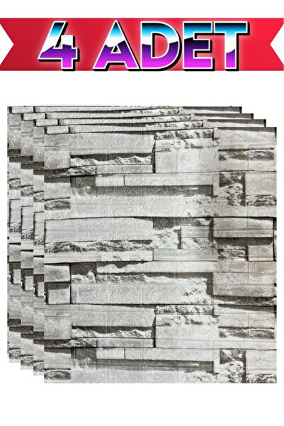 Renkli Duvarlar 4 Adet 70cmx77cm Kendinden Yapışkanlı Krem-gri Duvar Paneli K...