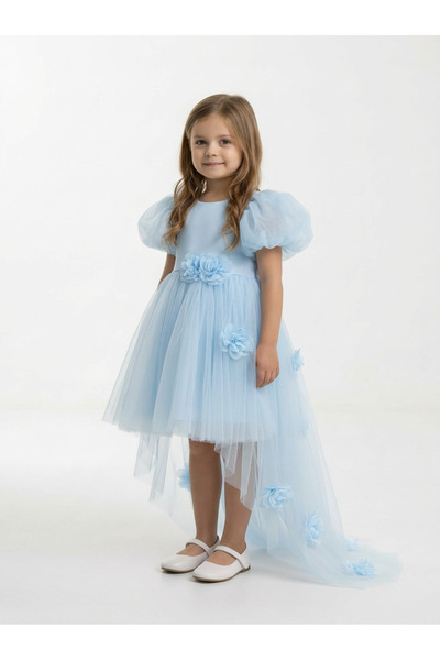 BUTİKHAPPYKİDS Rochie de seară pentru fetiță, cu coadă, din tul, cu detalii f...