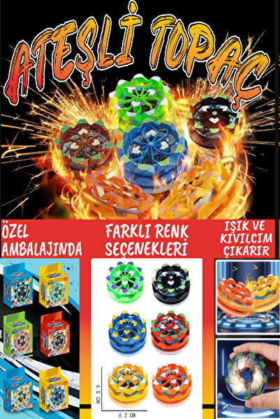 Pofika Ateşli Topaç Farklı Renk Secenekleri Işık ve Kıvılcım Cıkarır 1 Adet