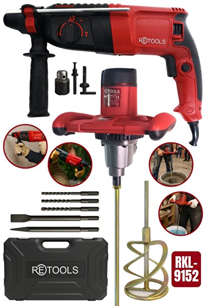 RETOOLS RKL-9152 BORDO 2 Lİ SET (2.26 HİLTİ + 2000 W KARIŞTIRICI)