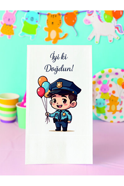Baskı Adresi Matbaa & Promosyon Polis Konseptli Çocuk Doğum Günü Balon Tutan ...