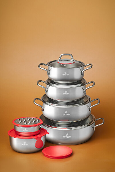Emsan Emirgan XL 13 Parça Saklama Kaplı Çelik Tencere Seti
