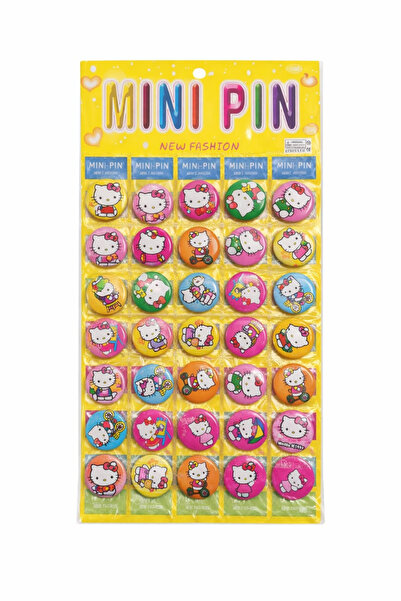 OEM Set of 40 round badges 3 cm with fashion kitties, yellow display 13x38 cm