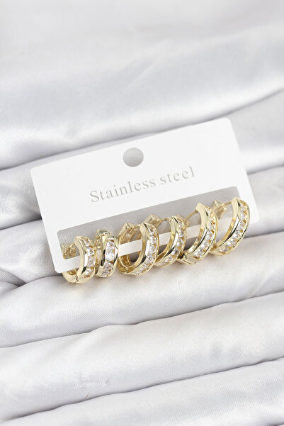 callerrons accessories Steel Gold Color Waterway Hoop Earring Set - Ebj260109...