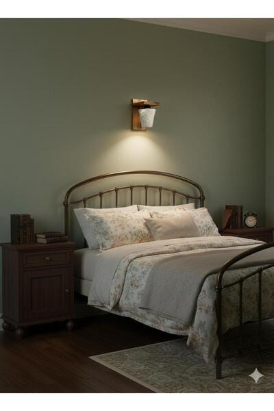 BİAVİZE Patterned Fabric Burning Wood Wall Sconce