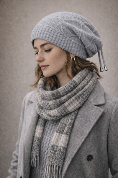 SİSTEM PELUŞ Women's Slouchy Beanie – Stylish Patterned with Adjustable Lacin...