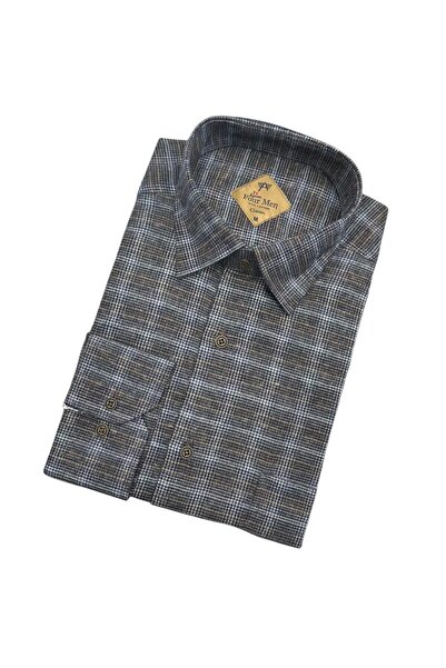 GÖMLEK GALERİSİ Men's Classic Wide Cut Plaid Flannel Long Sleeve Shirt