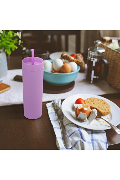 Volhoply 480ml Matte Tumbler, Double Wall, Lid and Straw, BPA Free Plastic, I...