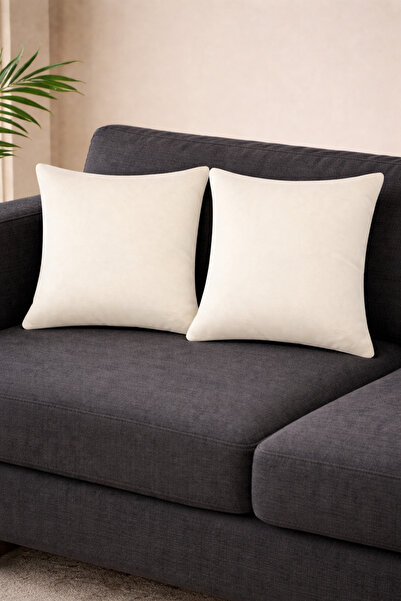 Halımax غطاء وسادة مخملي من جانب واحد مكون من قطعتين مقاس 43 × 43 سم غطاء وسا...