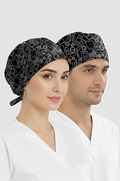 ÇİZGİ MEDİKAL Yaşam Çizgisi Desenli Bone (Cotton Likra Kumaş)